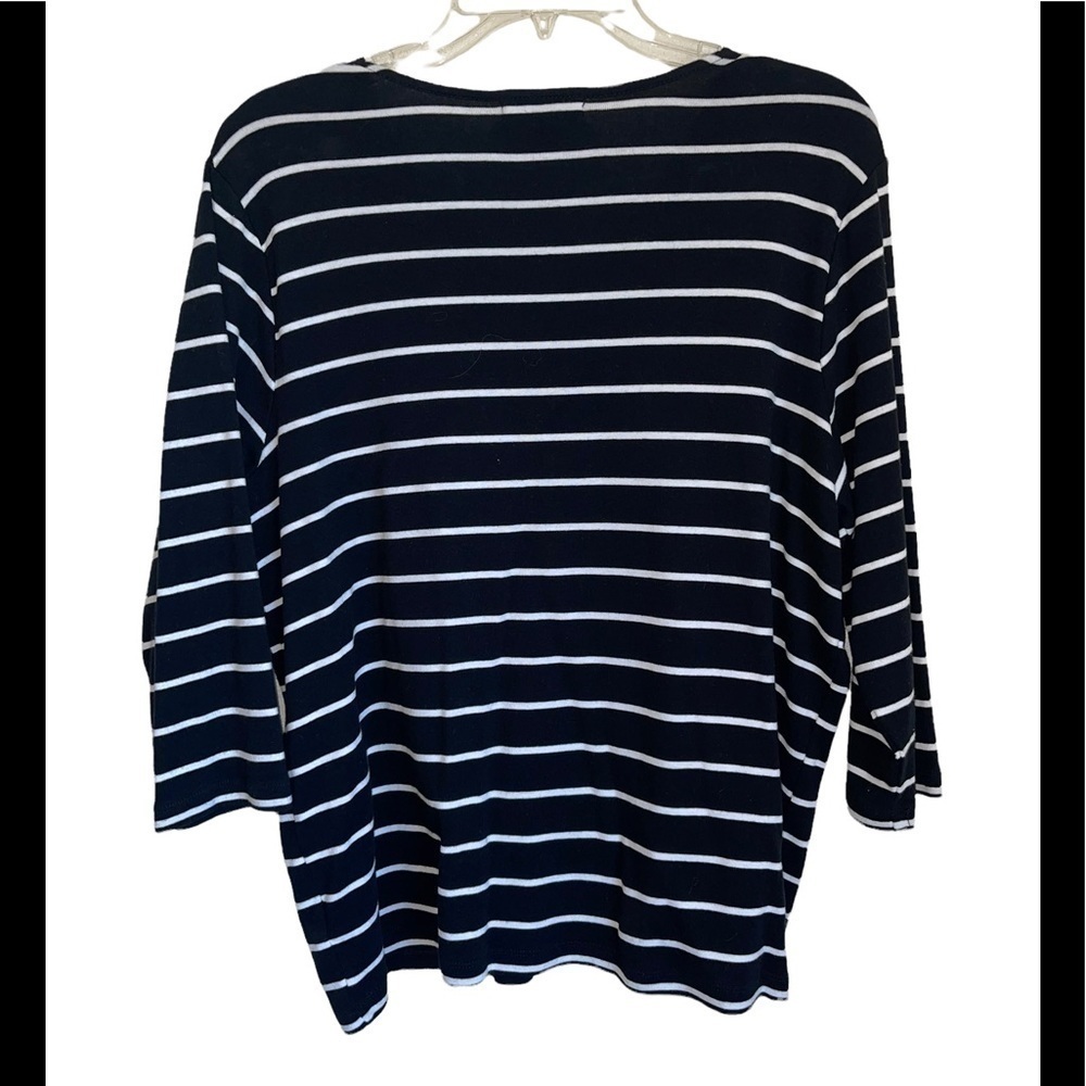 Chaps Black with white strip 3/4 sleeve top. Size 1X - Picture 4 of 5